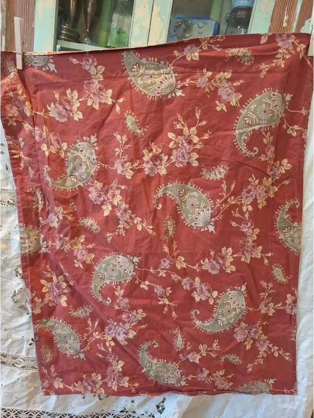 Pottery Barn pillow shams, cotton, paisley and roses, Standard decorative. Two!